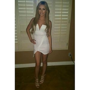 White Asymmetrical mini dress